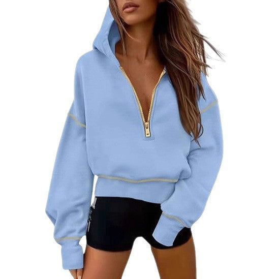 Women's Half Zipper Short Sweater