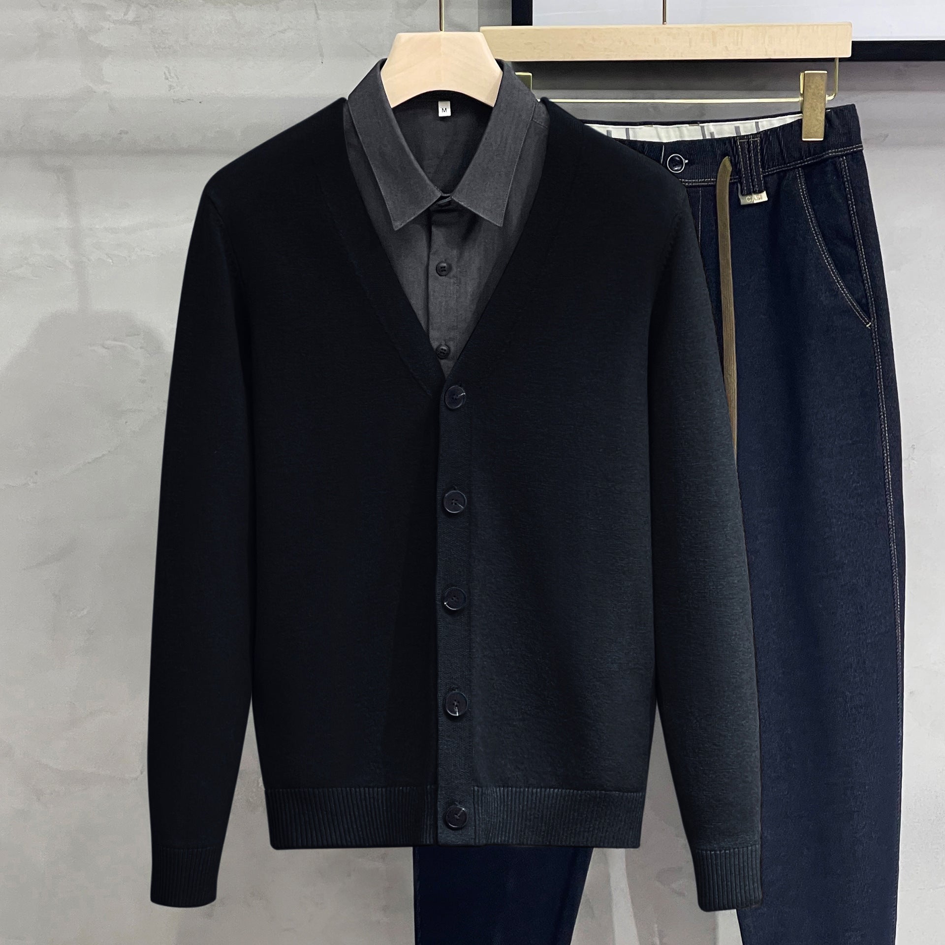 Knitted Cardigan Men's Sweater Coat Outer Wear Casual V-neck