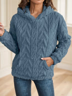 Olid Teddy Bear Textured Hoodie Casual Long Sleeve Kangaroo Pocket Hoodie Sweatshirt