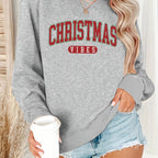 Casual Crew Neck Sweatshirt With Christmas Vibes