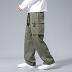 Large Loose Pockets Drawstring Boys Straight Cargo Pants