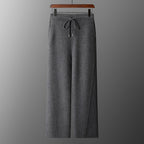 Men's Solid Color Wool Lace-up Wide-leg Pants