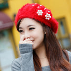 Women's Winter Korean Hats Trendy Pearl Rabbit Fur