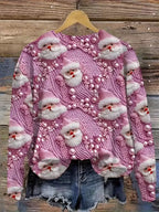 Women's Pullover Christmas Pattern Round Neck Sweatshirt