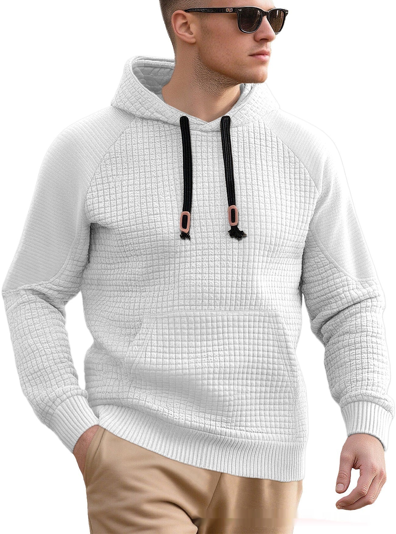 Men's Casual Hooded Jacquard Sweatshirt