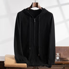 Men's Cashmere Hoodie Zip-Up Knit Cardigan Jacket