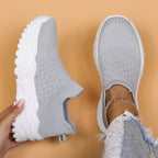 Plus Size Sports Women's Shoes Breathable Flyknit Slip-on