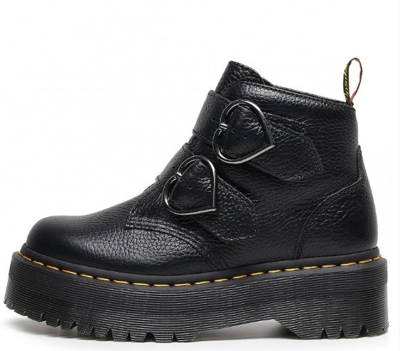 Thick-soled Heart-shaped Buckle Lazy Women's Boots