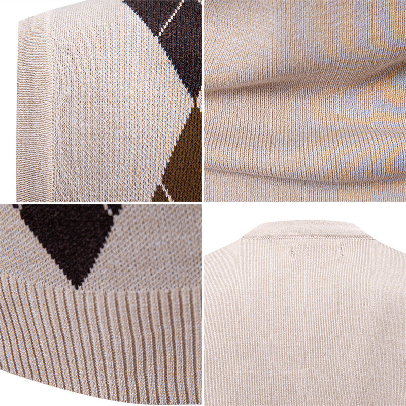 Men's Fashionable Plaid Pullover Leisure Sweater