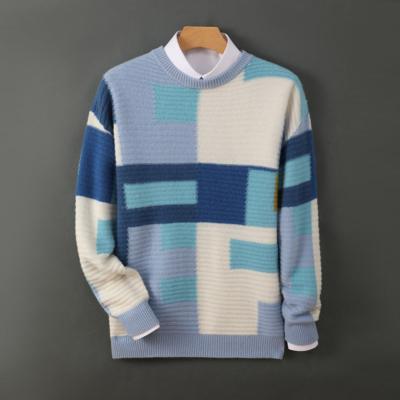 Cashmere Sweater Men's Loose Round Neck Multicolor