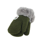 Winter Warm Labeling Mittens Kids Knitted Thicken