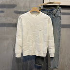 Solid Color Jacquard Thermal Sweater