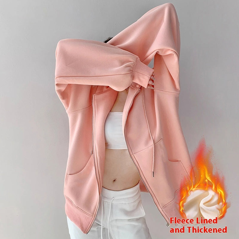 Women's Hooded Cardigan Loose-fitting Casual Pullover Coat