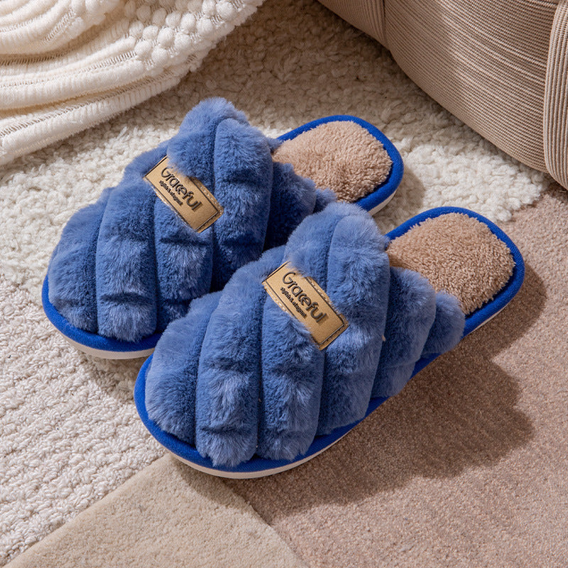 New Simple Thick Bottom Interior Home Non-slip Plush Warm Cotton Slippers