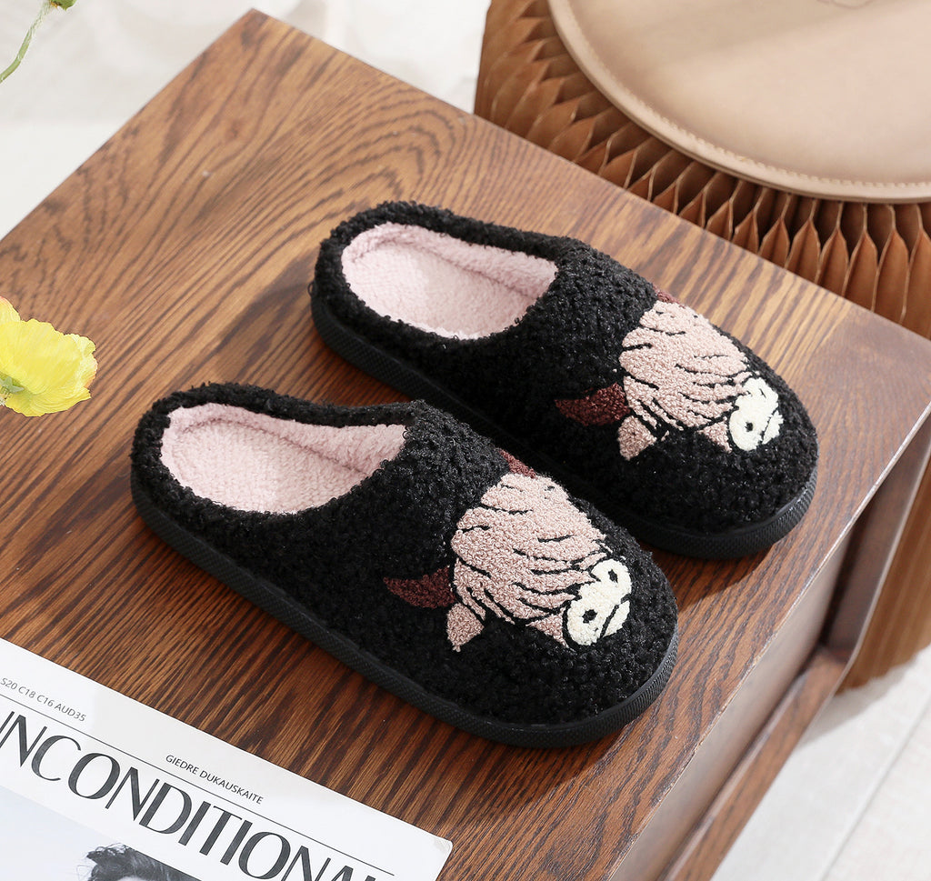 Cotton Slippers Women's Home Winter Animal Embroidery Warm