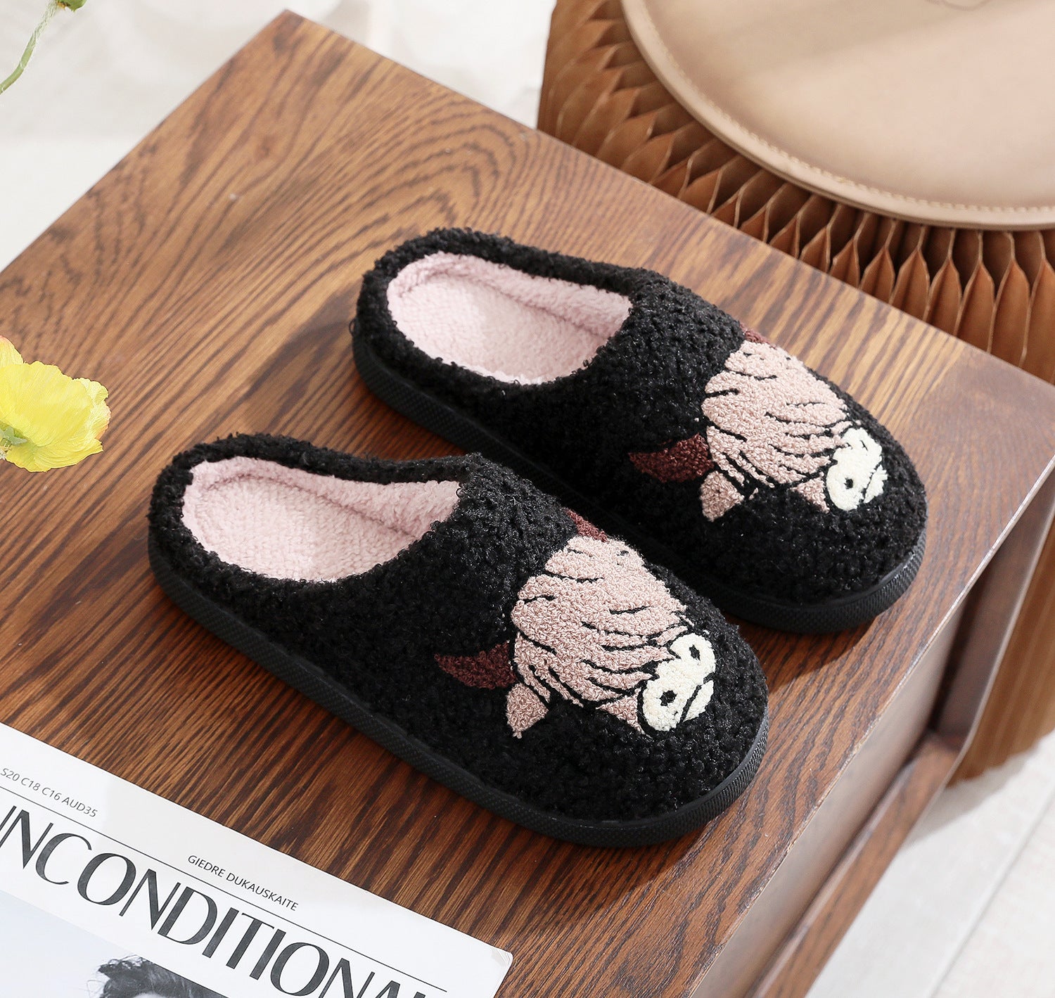 Cotton Slippers Women's Home Winter Animal Embroidery Warm