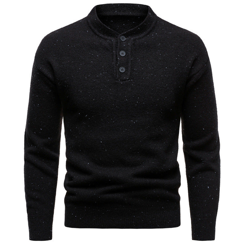 Men's Henry Stand Collar Snowflake Dot Design Fashion Sweater