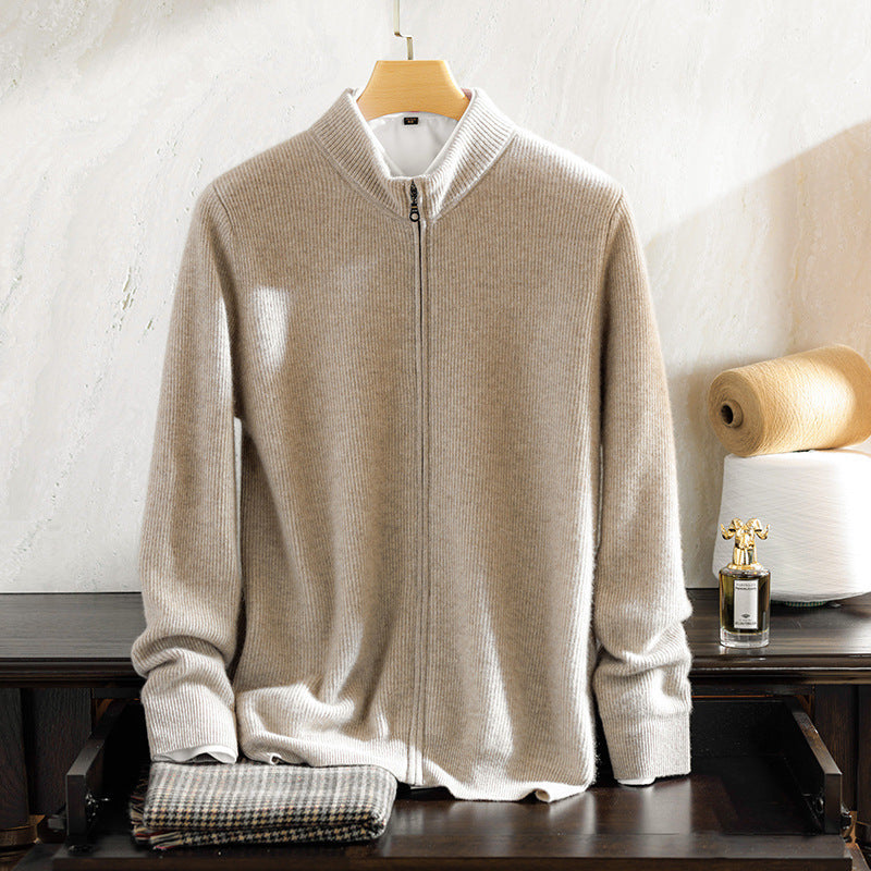 Men's Zippered Fashion Round Neck Sweater