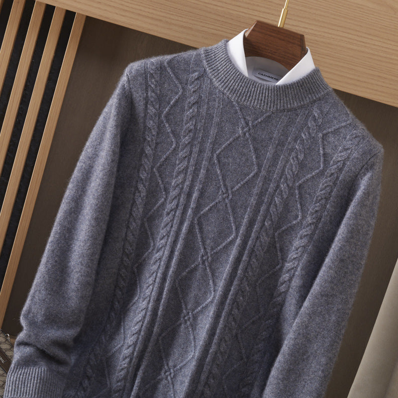 Men's Semi-high Diamond Bottoming Shirt Middle-aged Business Leisure Twisted Warm Sweater