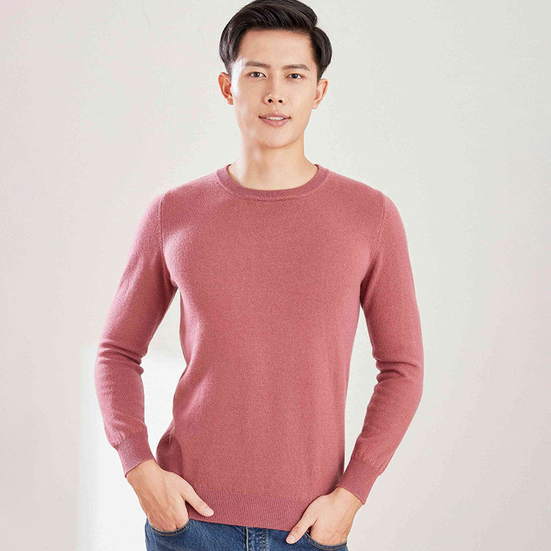 Men's Solid Color Round Neck V-neck Wool Sweater Knitted