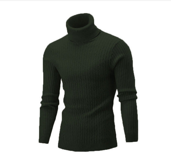 Men's Turtleneck Solid Color Twisted Sweater