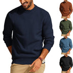 Round Neck Pullover Sweater Men's Waffle Sweater