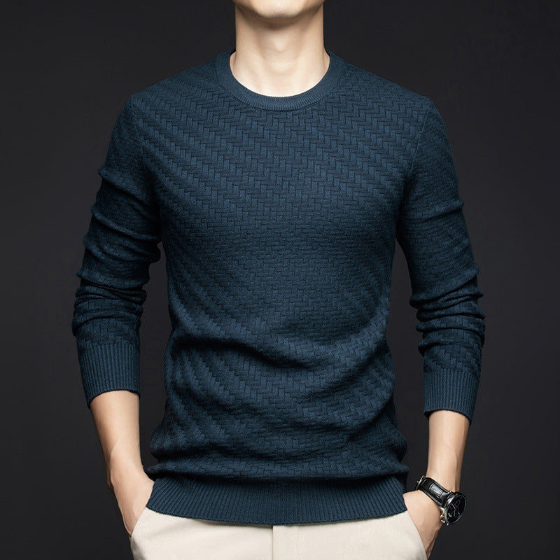 Middle-aged Crew Neck Casual Knitted Bottoming Shirt Loose Trendy Top