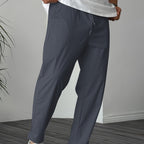 Men's Pure Color Ribbon Pocket Casual Drawstring Trousers