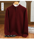 Half Zipper Worsted Wool Sweater Men's Sweater Inner Wear Blouse