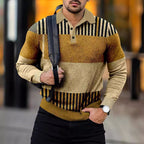 Men's Digital Printing Lapel Button Casual Top