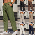Men's Linen Solid Color Casual Elastic Waist Outdoor Daily Breathable Tube Pants