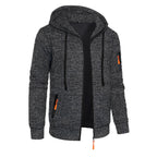 Men's Sports Fitness Casual Jacquard Sweater Hooded Coat
