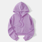 Autumn And Winter Fleece-lined Casual Short Cropped Hooded Sweatshirt