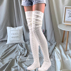 Women's Solid Color Over-the-knee Wool Foot Warmer Stockings