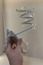 Snake Butterfly Rhinestone Flower Stiletto Heel Roman Sandals