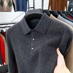 Men's Turn-over Collar Polo Shirt Knitwear Fashion Long Sleeve Bottoming Shirt