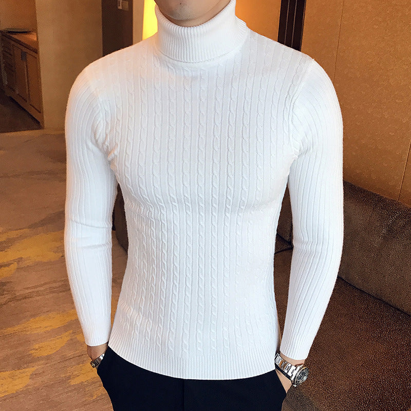 Men's Turtleneck Solid Color Twisted Sweater
