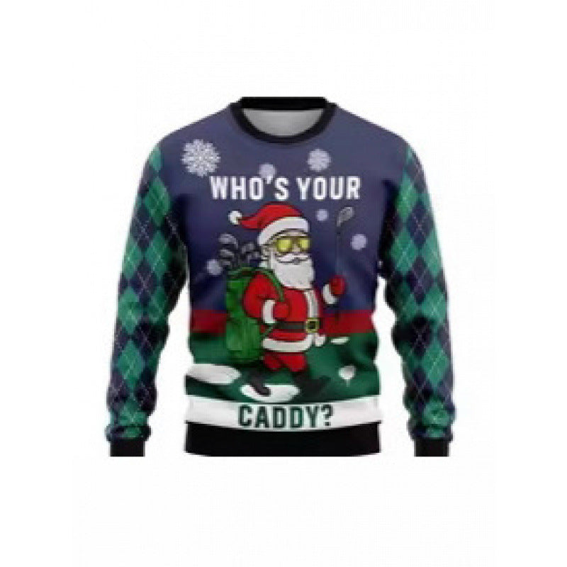 Printed Long Sleeve Round Neck Christmas Top