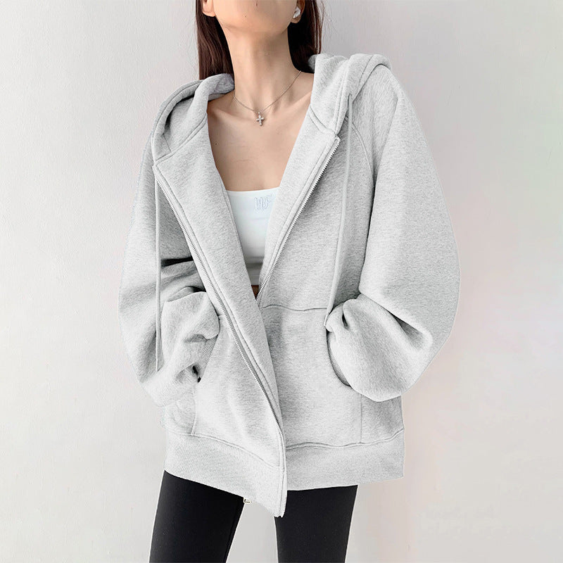 Women's Hooded Cardigan Loose-fitting Casual Pullover Coat