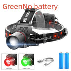 T6 white light green light red light zoom headlight