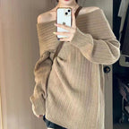 Lazy Style Shoulder-revealing Red Atmosphere Off-shoulder Sweater