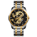 Chinese Fashion Dragon Totem Embossed Stainless Steel Strap Men