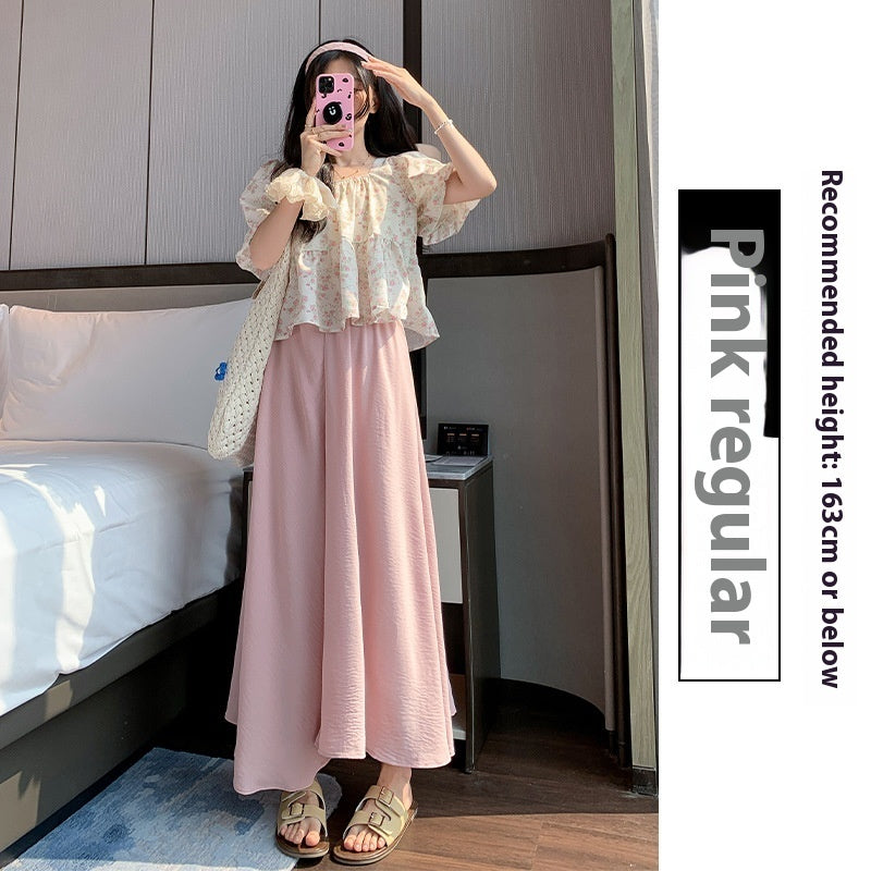 Ice Silk Leggings Skirt Women's Thin High Waist Drooping Casual Wide-leg Pants