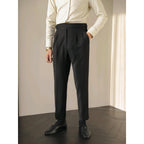 British Retro Business Casual Paris Buckle Suit Pants Men