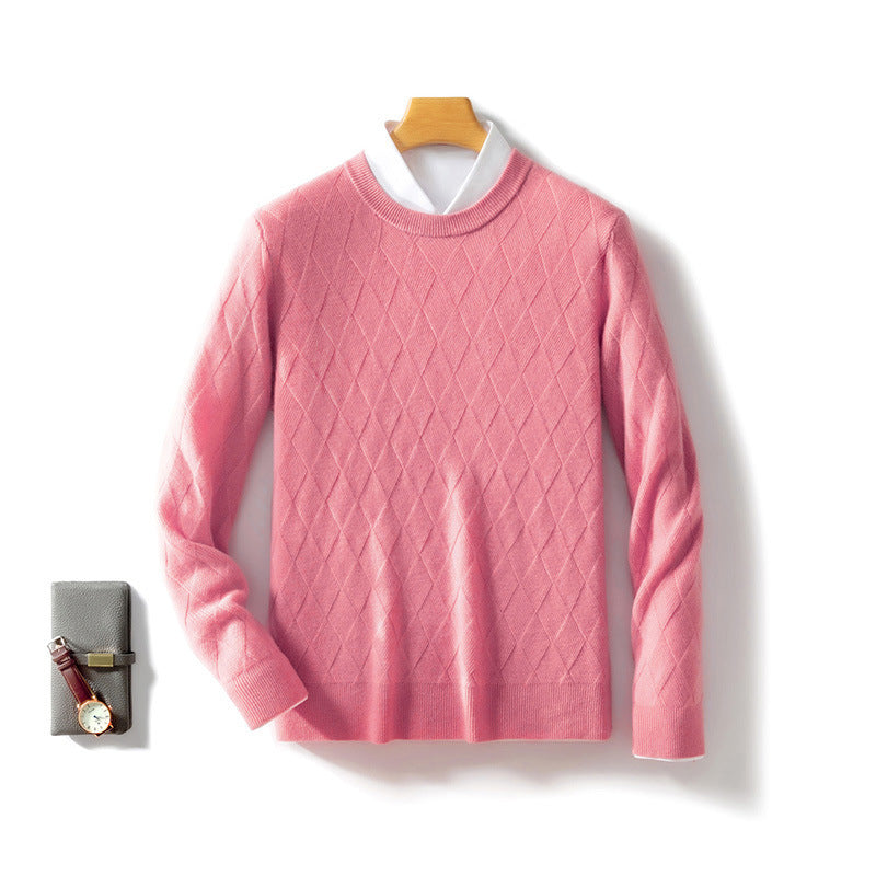 Pure Wool Sweater Men's Loose Round Neck Sweater Casual Thickening Knitted Bottoming Shirt