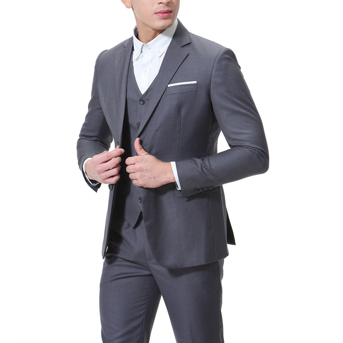 Men's Solid Color Casual Business Casual Three-Piece Suit