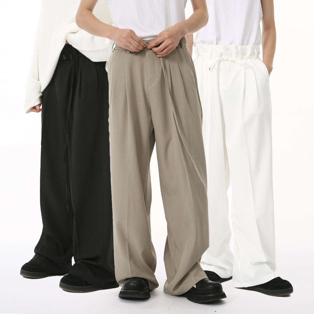 Solid Color Drooping Straight Mopping Suit Pants