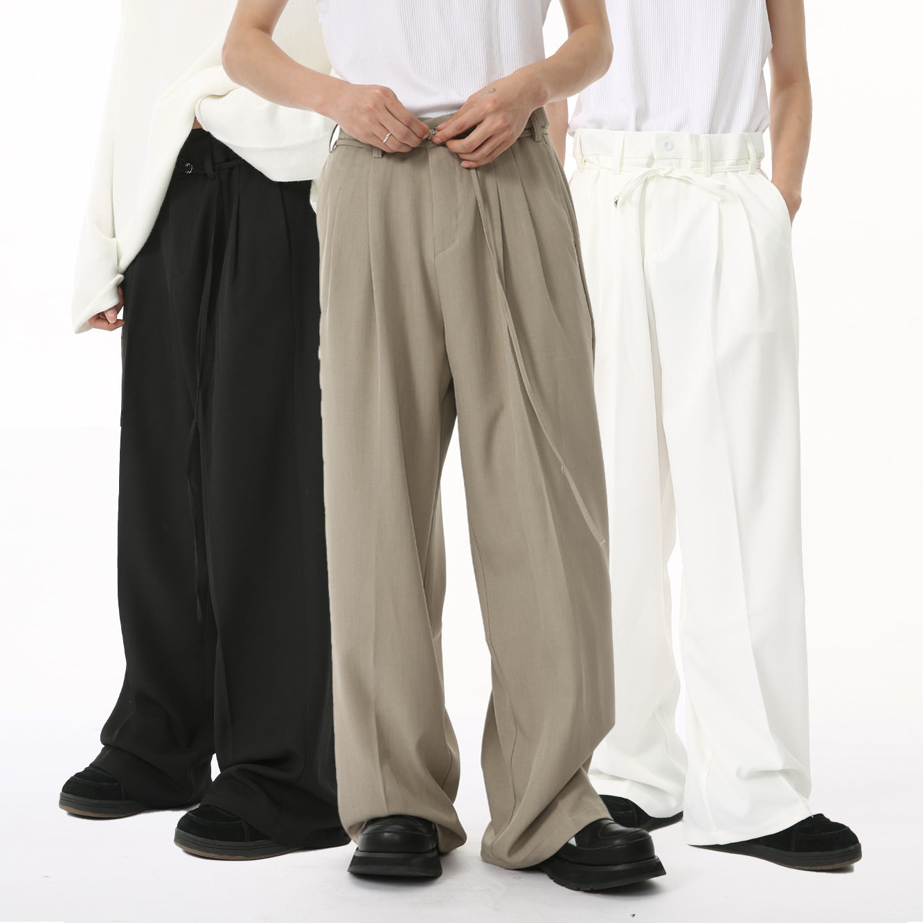 Solid Color Drooping Straight Mopping Suit Pants