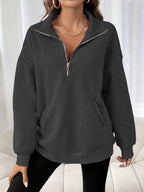 Autumn And Winter Loose Long Sleeve Half Zipper Sweater