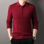 Autumn New Twisted Floral Polo Long Sleeve Loose Casual Bottoming Sweater For Men